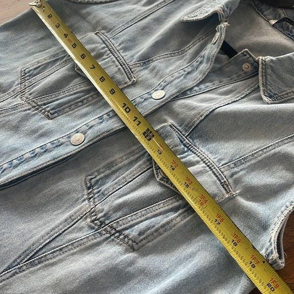 Zara blue maxi long denim jean distressed sleeveless button down dress sz XL - Picture 5 of 16